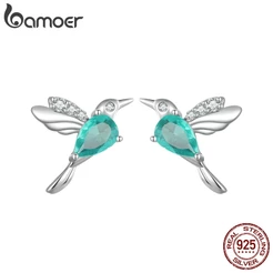 Bamoer 925 Sterling Silver Hummingbird Brincos De Prata Beija-Flor Moda Joalheria Para Mulheres Presentes BSE849