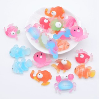 10Pcs 3D Animais Marinhos Oceano Resina Flat Back Artesanato Decoração Ornamento Acessórios