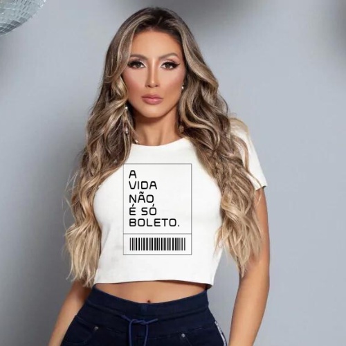 Cropped Camiseta Blusa Feminina Promoção em Oferta na Shopee