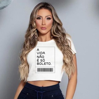 Cropped Camiseta Blusa Feminina Promoção em Oferta na Shopee