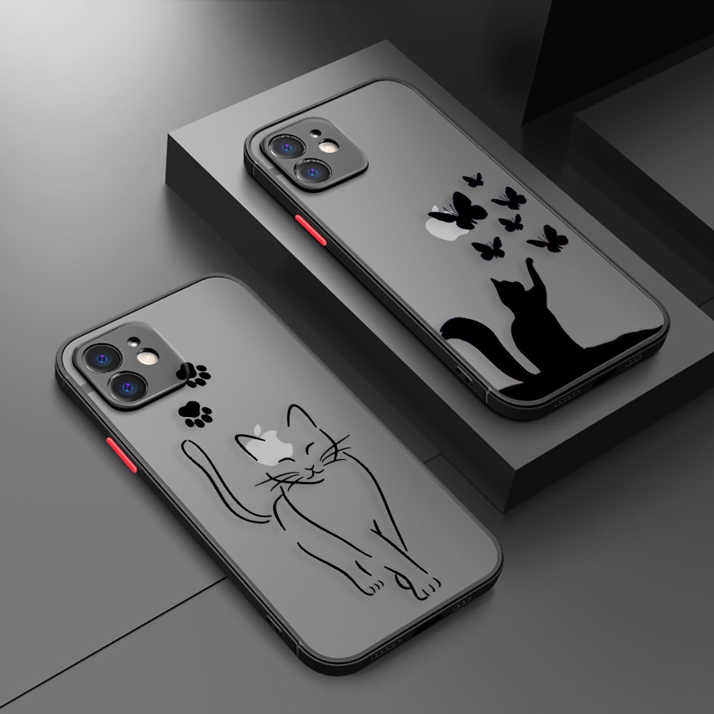 Capa De Telefone Celular Fosca À Prova De Choque Borboleta De Gato Bonito Para Apple iPhone 14 13 12 11 PLUS PRO MAX MINI 6 6S 7 8 X XS XR X SX SE2020 SE2022