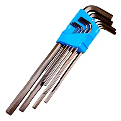 Kit Jogo Chaves L Hexagonal Longa 1,5 A 10mm 9 Pçs Linha Profissional Aço Cromo Vanádio Cr-V Gedore