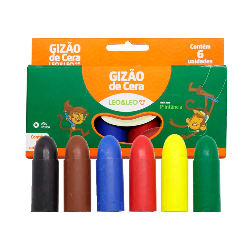 Meu Primeiro Giz De Cera Gizão Jumbo 6 Cores Crianças Leoleo em Oferta na Shopee