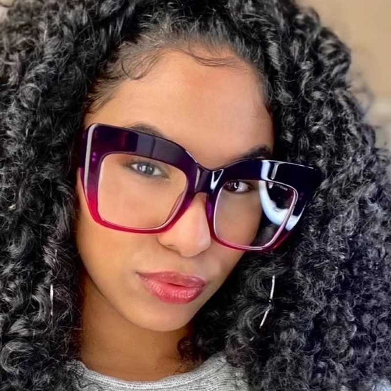 Óculos De Rua Anti-Azul Luz Personalidade Da Moda Feminina Retro Grande Moldura Quadrada Comutados Diários Para Estudantes