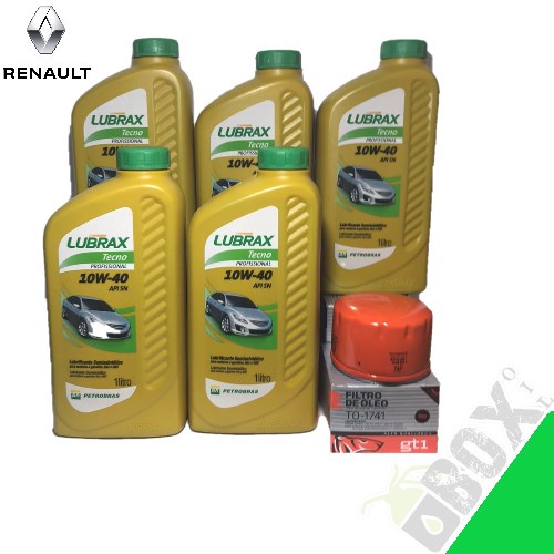 KIT TROCA MEGANE 1.6 2010>2011 10W40 LUBRAX API SN+ FILTRO(TO1741)