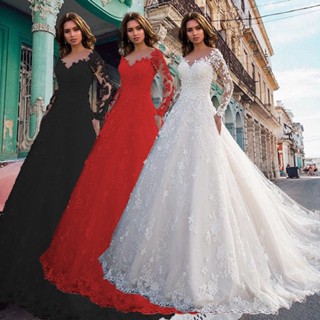 2023 Novo vestido de vestido de vestido de noiva de manga comprida