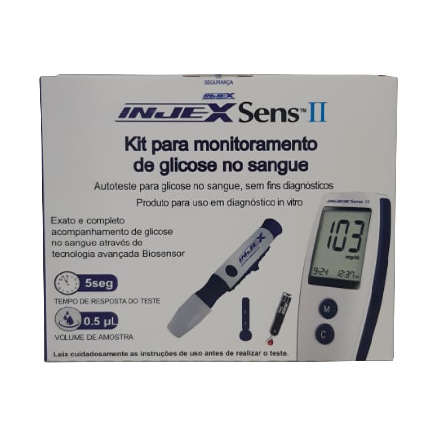 Kit Glicemia Injex Sens II 50 Tiras mais 50 Lancetas