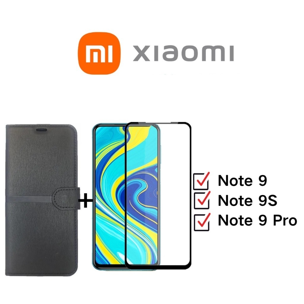 Kit Capinha Carteira Flip + Película de Vidro 3D 9D Anti Shock Para Xiaomi Redmi Note 9/ Note 9S/ Note 9 Pro Enviar Rapida
