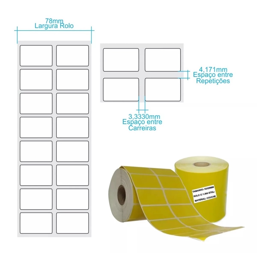 1.500 Etiquetas Couche 33x25mm 2 Colunas Zebra — imagem 2 de 2