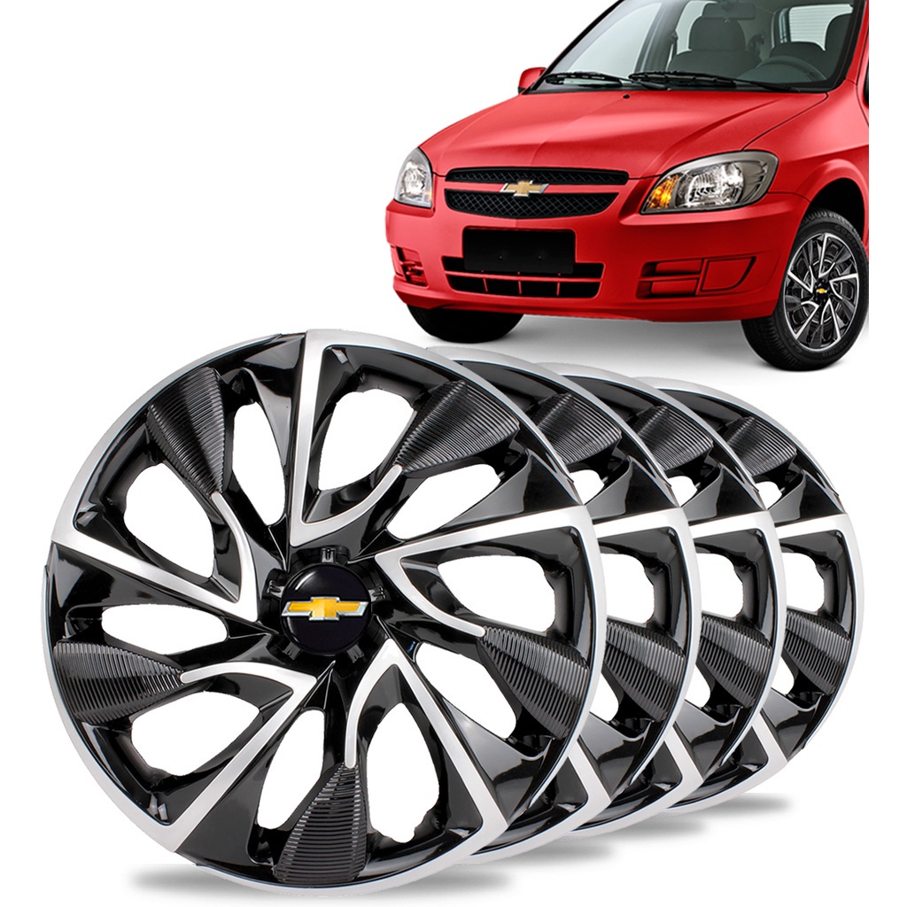 Jogo 4 Calotas Ds4 Aro 15 Black Silver Gm Celta Corsa Esportiva