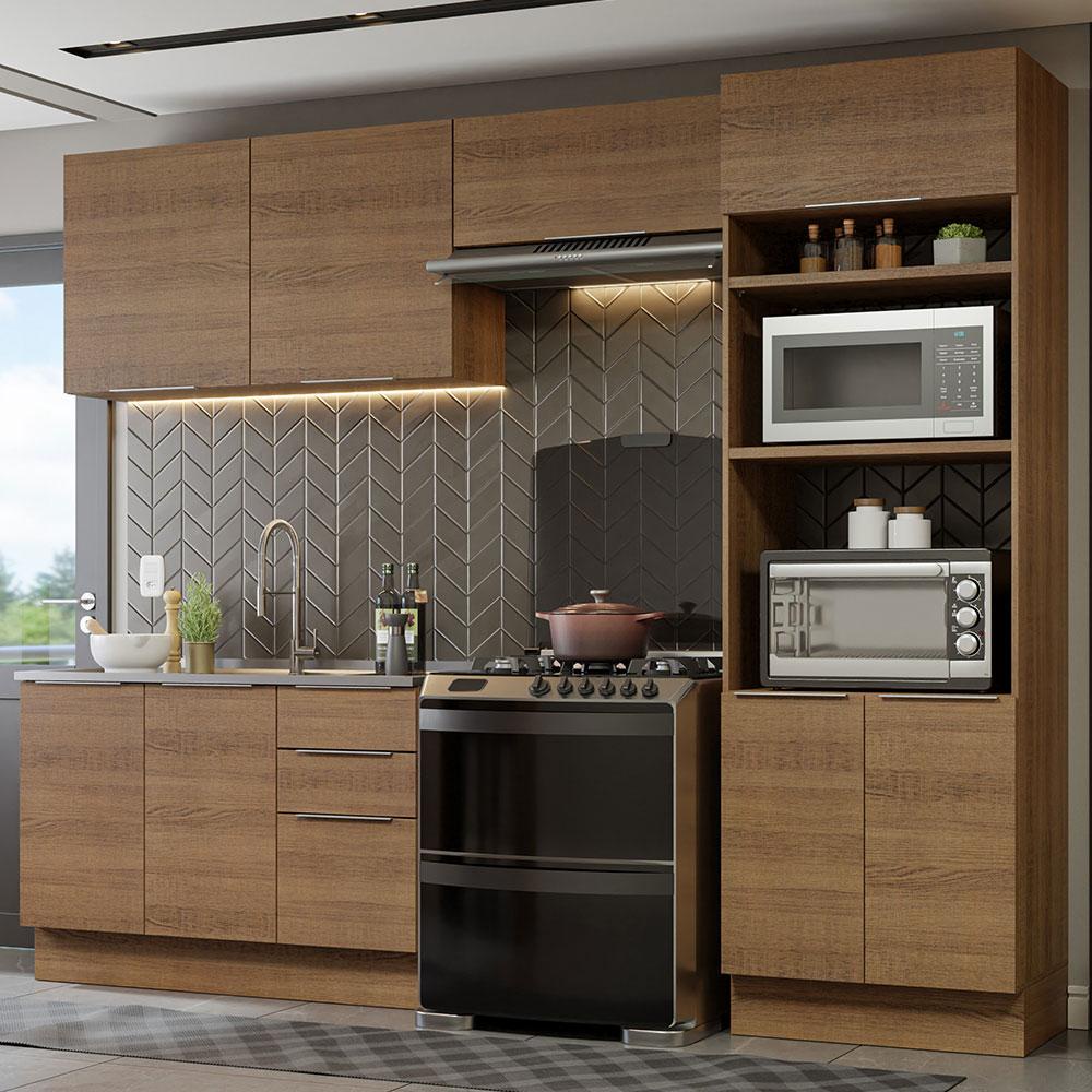 Armário de Cozinha Completa 270cm Rustic Stella Madesa 05 em Oferta na Shopee