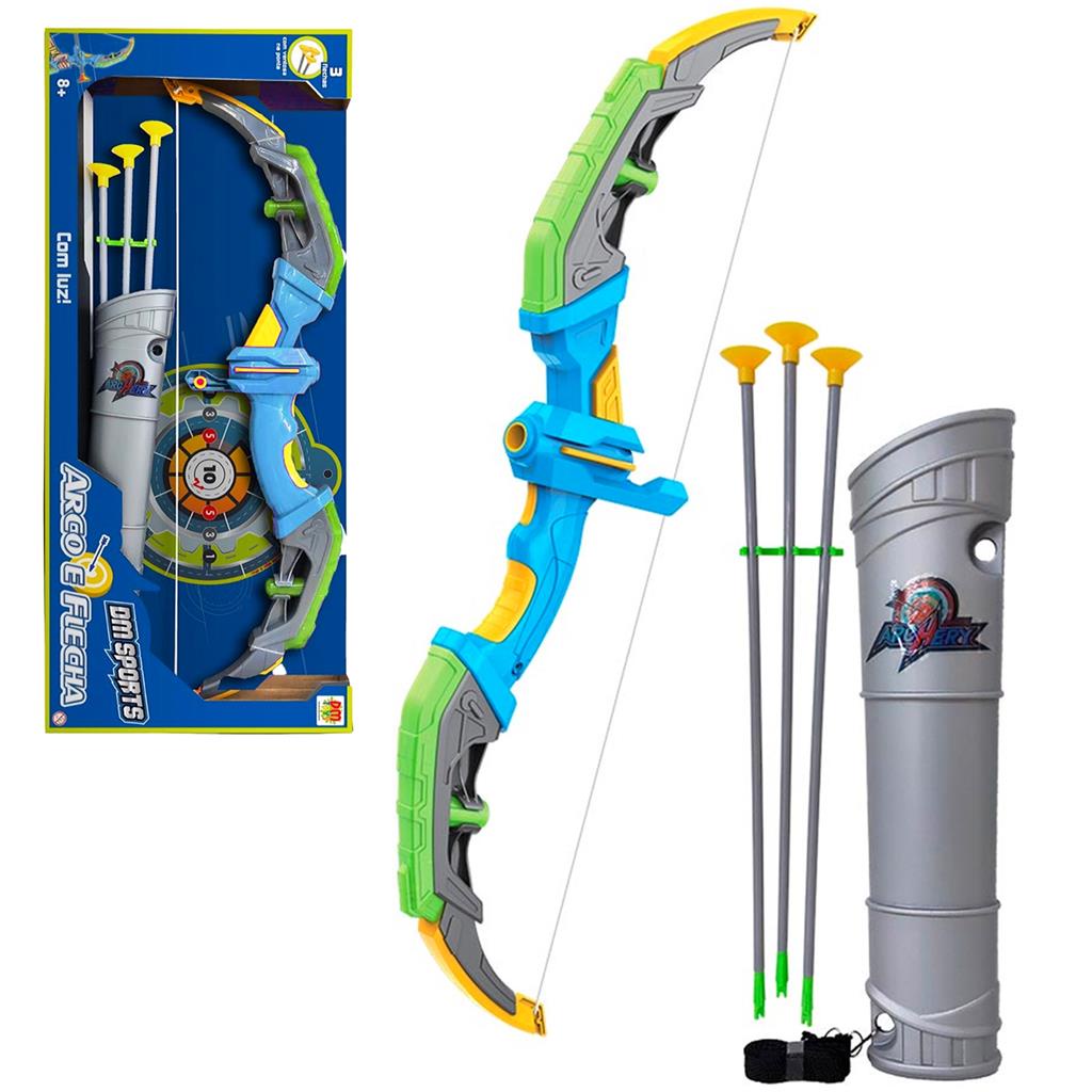 Arco E Flecha Infantil Com Luz Alvo 3 Flechas - Dm Toys em Oferta na Shopee