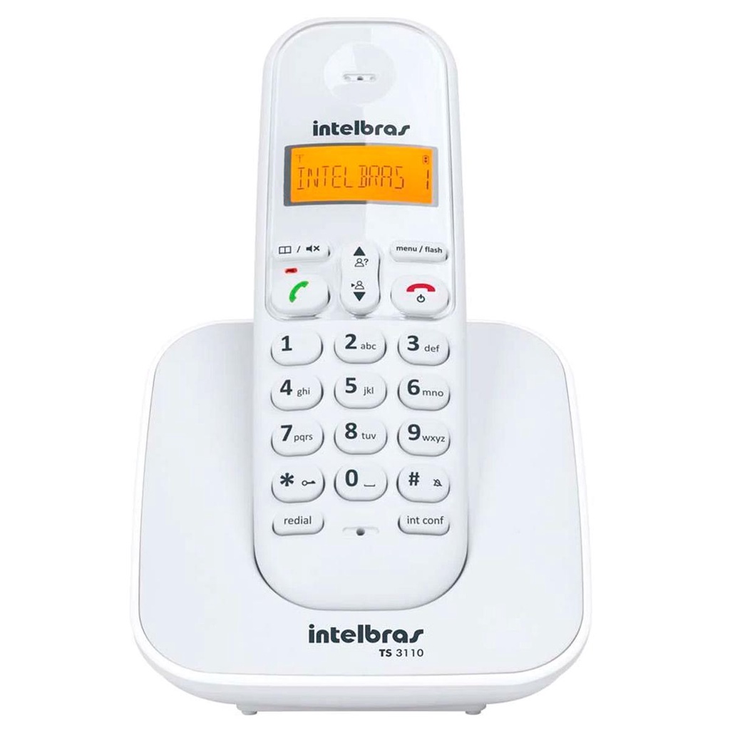 Telefone Sem Fio Digital DECT Intelbras TS 3110 DECT Ergonômico Com Identificador de Chamadas Branco