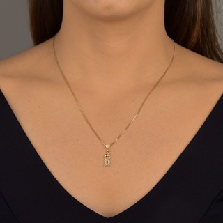 Colar Feminino Filho Menino Com Pedrinhas Amoeto Banhado a Ouro 18k