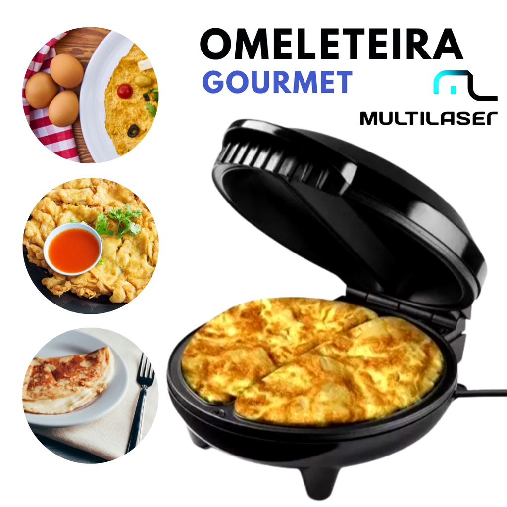 Omeleteira Elétrica 110V/220V Antiaderente 850W Preto Multilaser Para Ovos e Omeletes Receitas