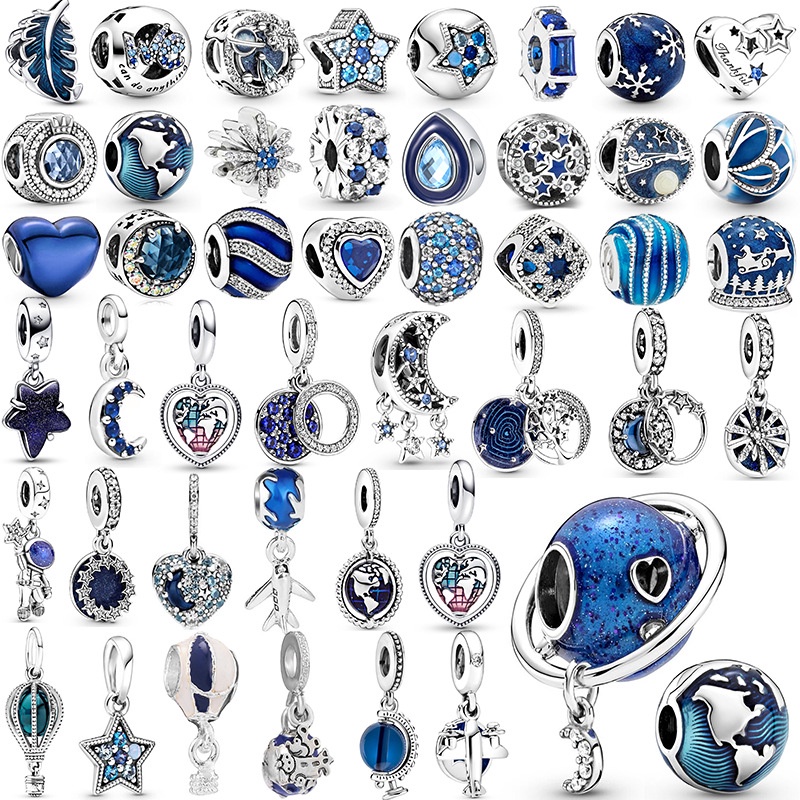 Pingentes De Cristal Azul Sky Crystal DIY Charms Pendants Fits Charm Bracelet Colar Para Jóias Femininas Acessórios