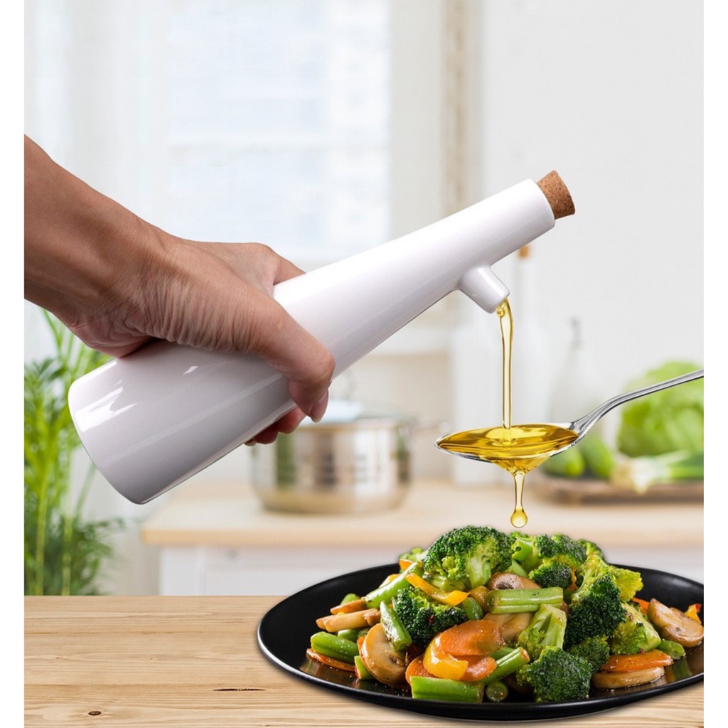 Garrafa Galheteiro Porcelana Premium 300ml Porta Azeite Óleo Vinagre com Bico Dosador em Oferta na Shopee