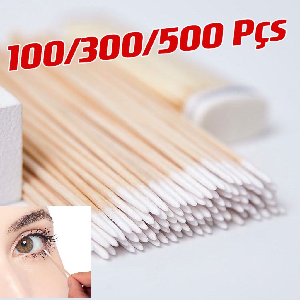 Kit 100/300/500 Contagem Algodão Cotonete / Cotonetes Ponta Finas
