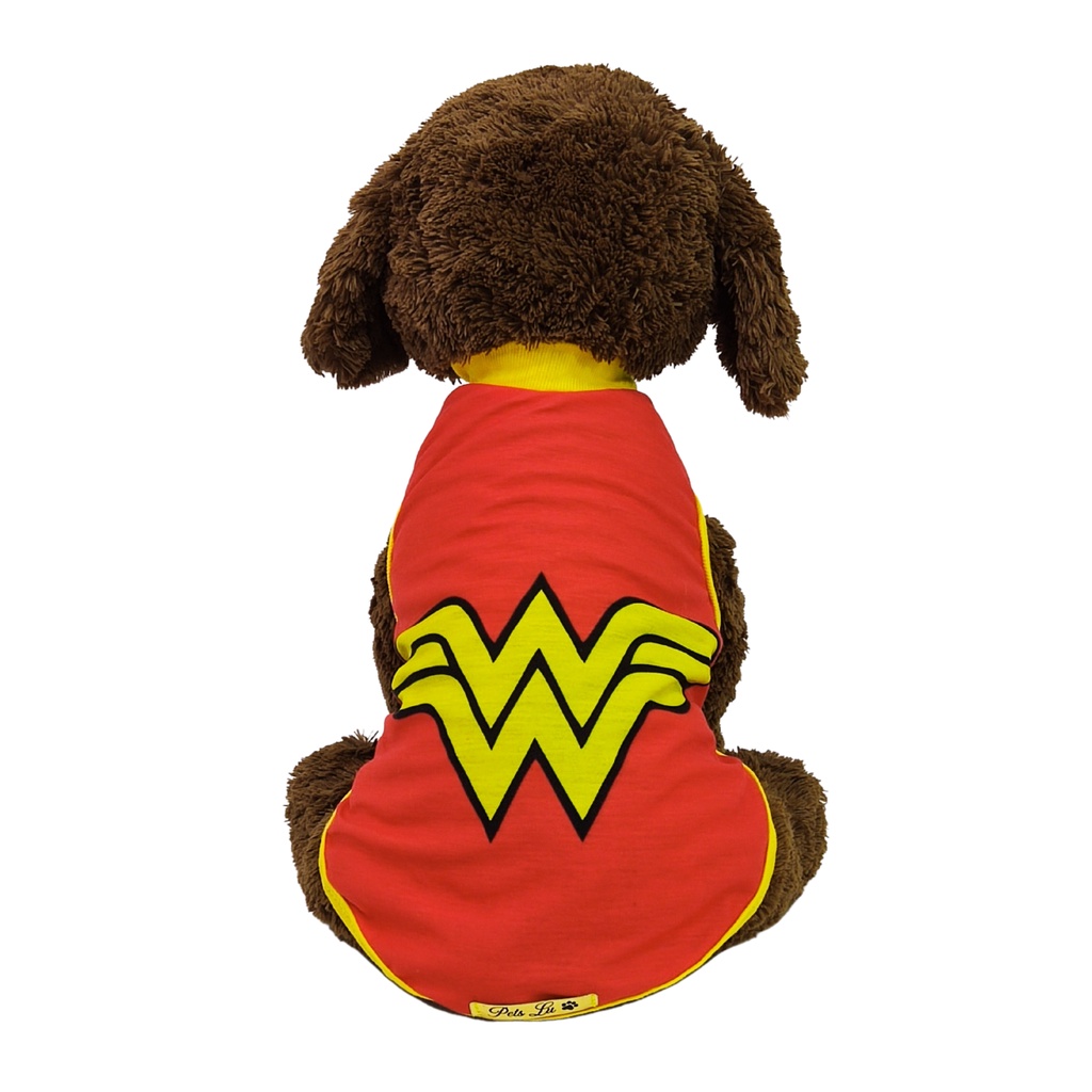 Roupa Pet Mulher maravilha Heroína Modelo Regata Básica filme roupinha divertida fantasia festa