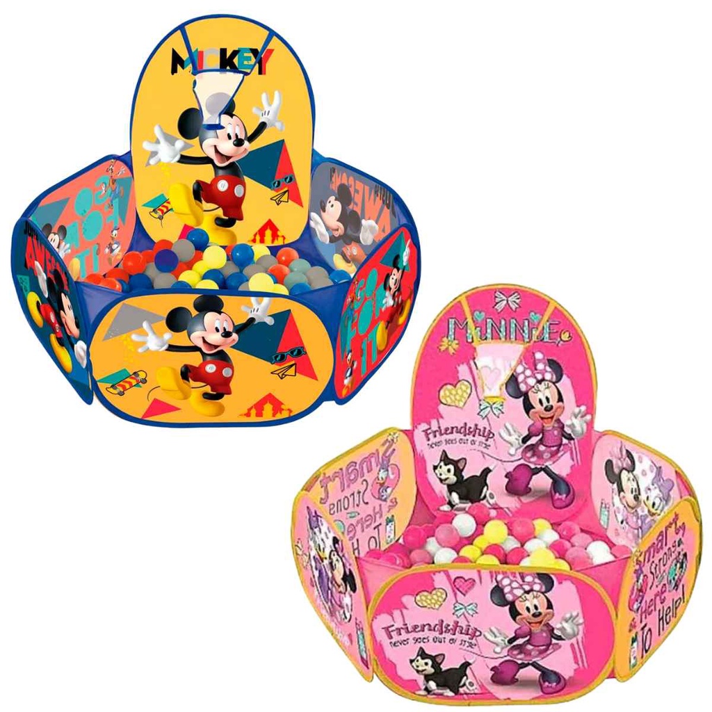 Piscina de Bolinhas Mickey Minnie Disney Original Zippy Toys Infantil Dobrável 1 Metro de Diâmetro