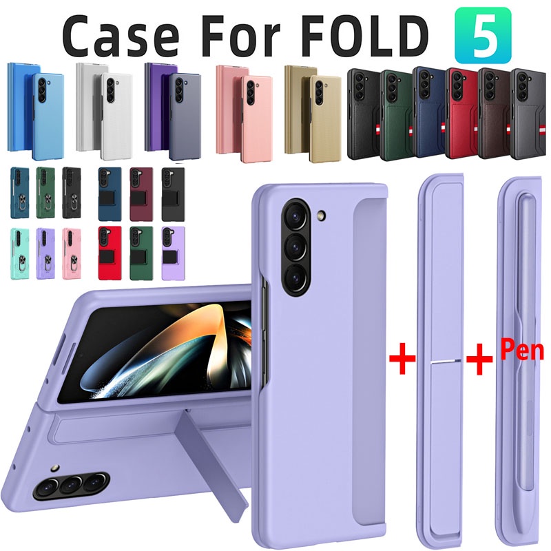 [Caixa Para Samsung Galaxy Z Fold 5 Com Porta-Cartões Fold5 Tampa De Vidro À Prova De Queda ZFold5 Dobradiça 5 Caixas Barato