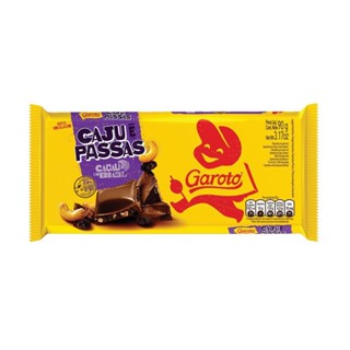 Tablete de Chocolate Garoto 90g Caju com Passas