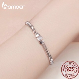 Pulseira Bamoer 925 Silver Sterling De Malha À Base De Prata Para Mulheres BSB124