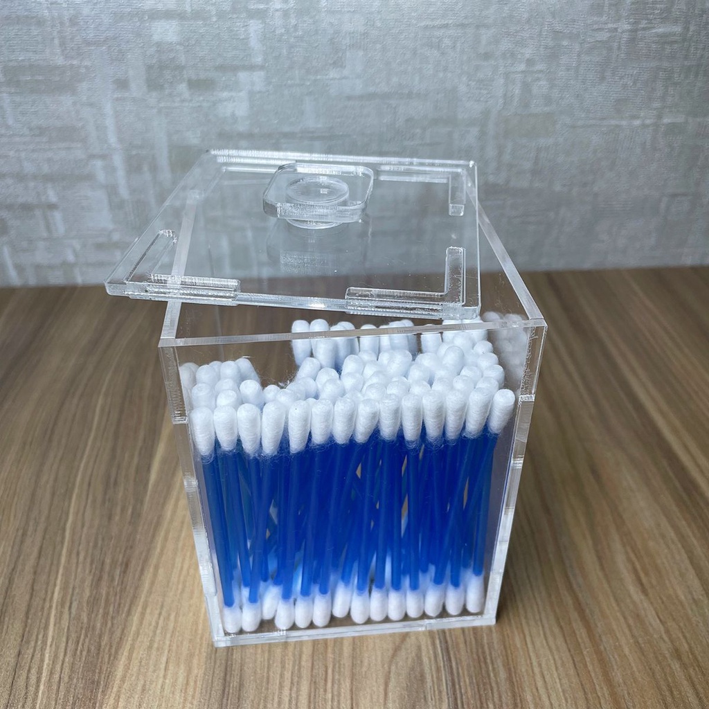 Porta Cotonetes com Tampa Médio, Organizador em Acrílico Transparente em Oferta na Shopee