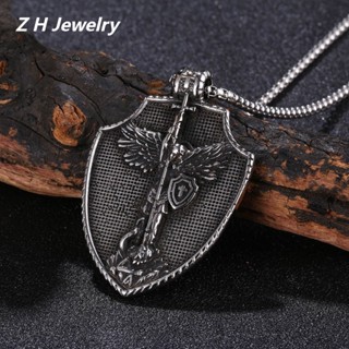 [Z H Jóias] Vintage Viking Shield Hip Hop Pendant Moda Masculina E Feminina Colar De Aço Inoxidável Punk Party Rock Titanium Steel Jewelry Acessórios Venda Por Atacado