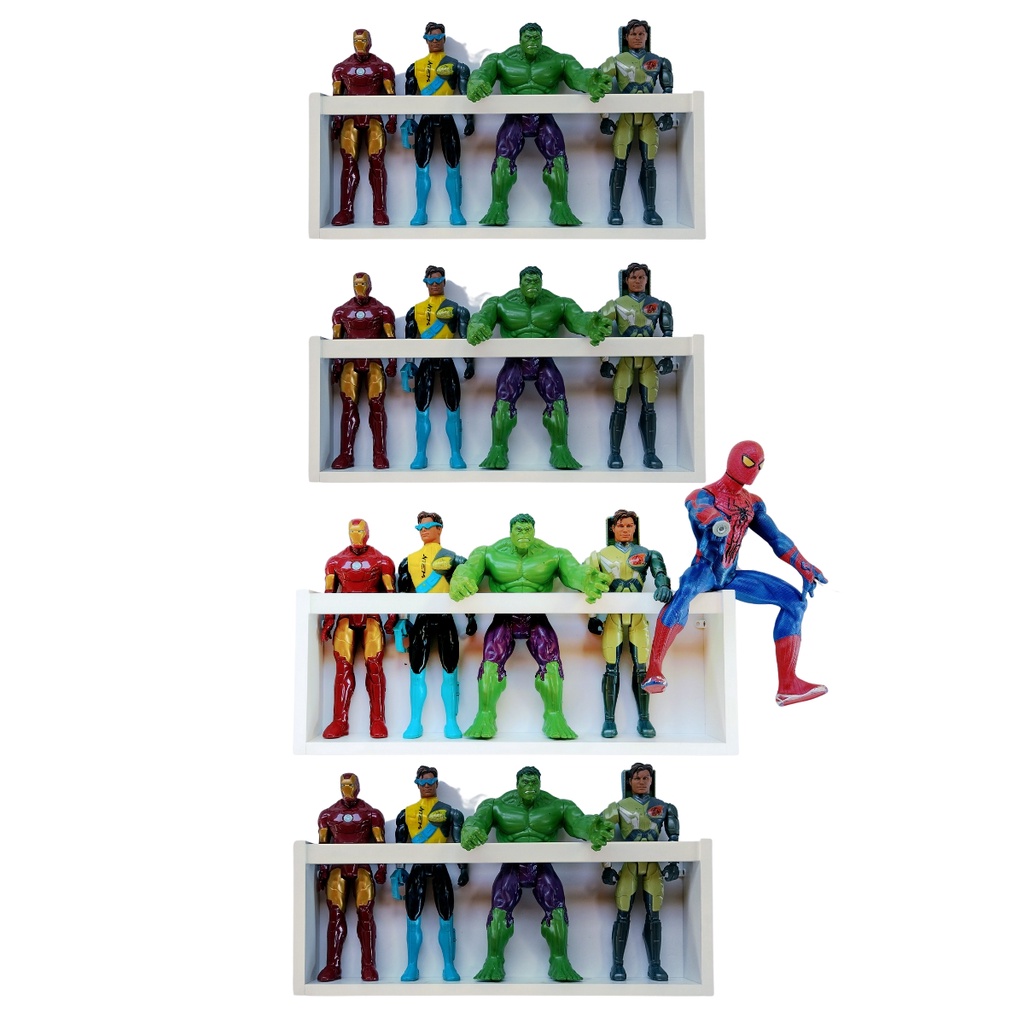 Estante Organizadora de Bonecos Marvel Nicho Expositor de Barbie Pelúcia Quarto Bebê 4Pçs 55cm
