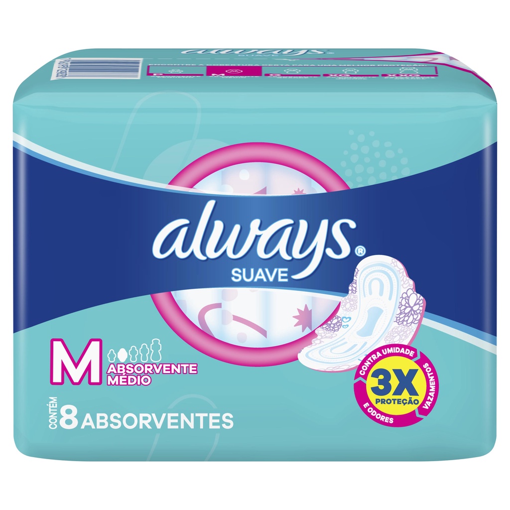 Absorvente Always Maxi proteção Suave com abas 8 Unidades