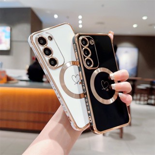 Para Samsung Galaxy S23 S23 S23 Ultra S22 Plus S21 FE Capa Magnética De Luxo S20 Carga Sem Fio Do Coração Amor