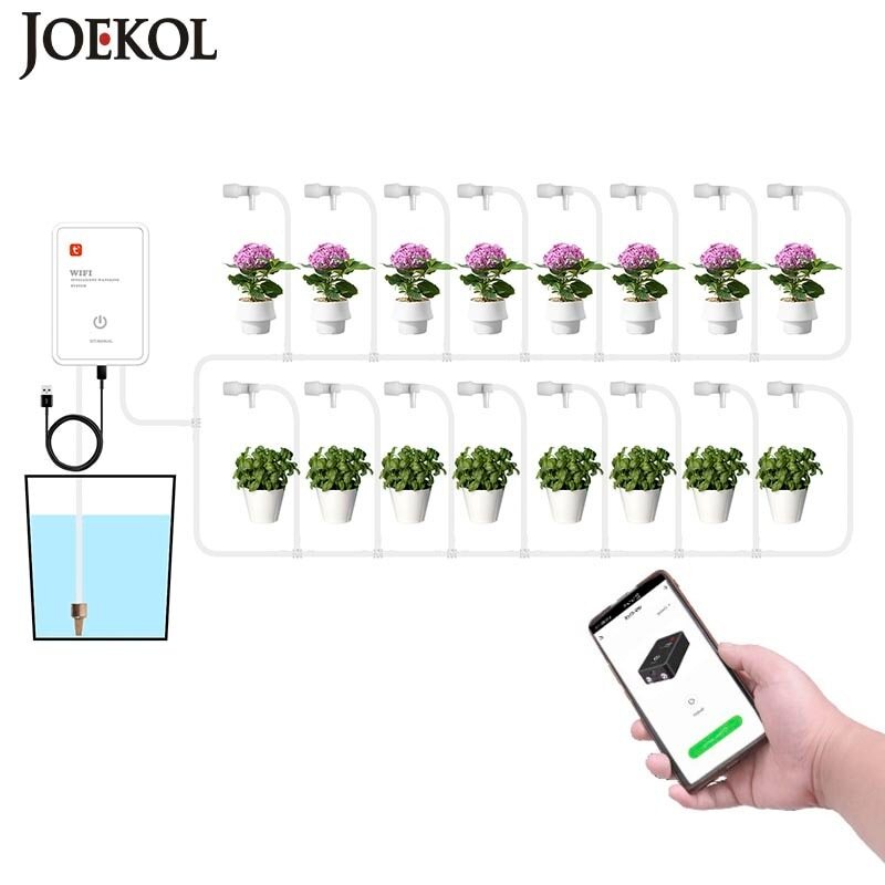 Tuya Inteligente WIFI Controle De Jardim Dispositivo Rega Automático Sistema Irrigação Por Gotejamento Água Kit APP Móve