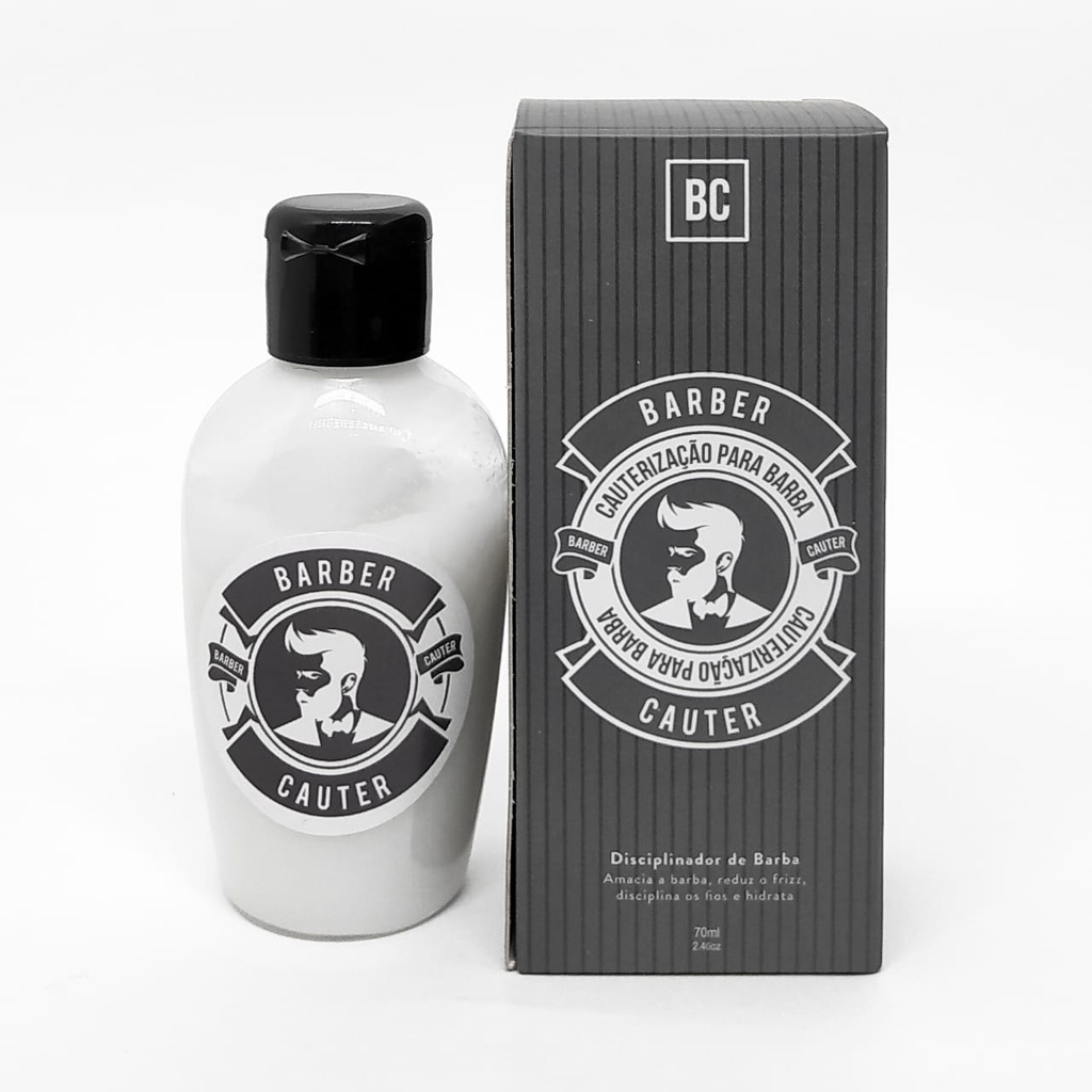 Creme Alisador De Barba Barber Cauter 70ml - Produto Para Lisar a Barba Crespa Termo Ativada Deixa a Barba Lisa