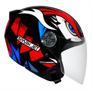 CAPACETE ABERTO EBF SPARK JET DRAGON - PRETO AZUL ROSA VERDE