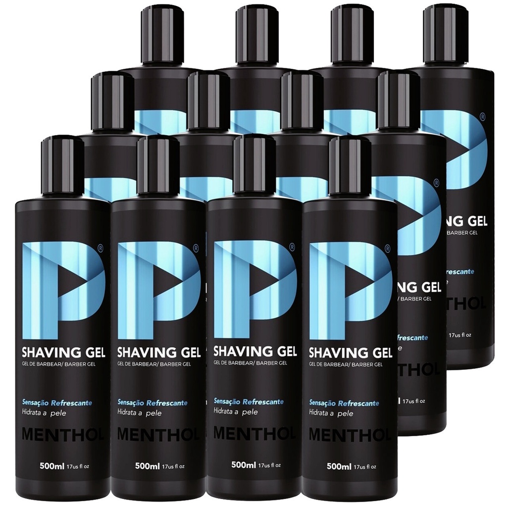 Shaving Gel De Barbear Play Barber 500g Menthol Caixa Com 12 Unidades em Oferta na Shopee