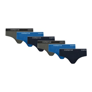 Kit Com 6 Cuecas Slip Selene Masculina Adulto Fabricada Algodao Com Elastico De 30 MM Lisa Original