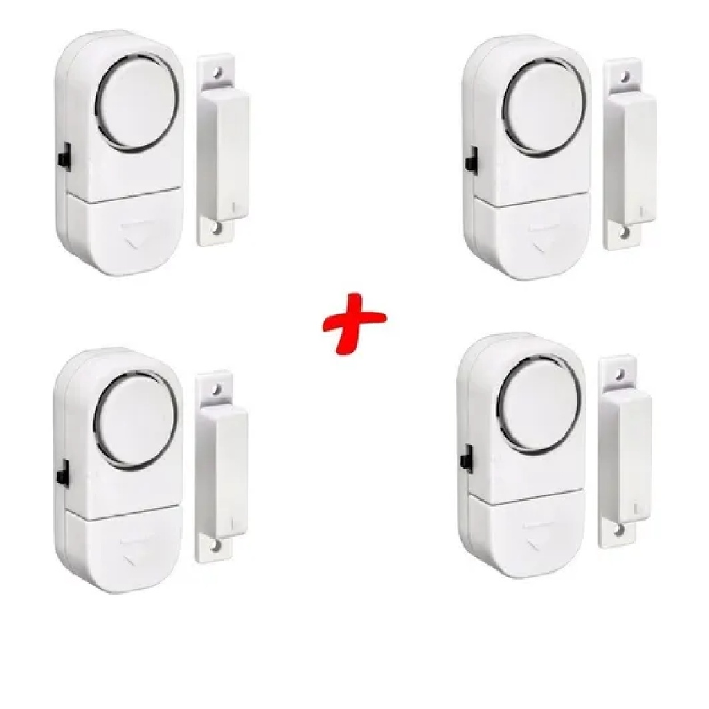 Kit 4 Sensor Alarme Magnético Sirene Porta Janela Sem Fio Imã em Oferta na Shopee
