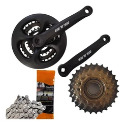 KIT RELAÇÃO PARA BIKE 21V COM PEDIVELA, CORRENTE E CATRACA 7V ROSCA