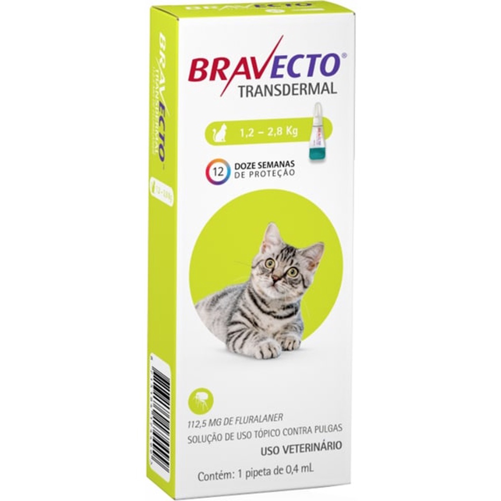 Bravecto Transdermal para Gatos de 1,2 a 2,8 Kg - 112,5 mg