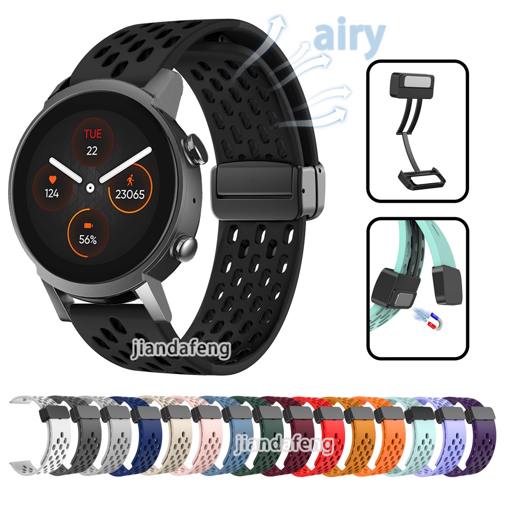 Bracelete De Ventilação Do Furo D Fivela Magnética Esportiva Silicone Macio Para Relógio TicWatch E3 GTH C2 E2 em Oferta na Shopee