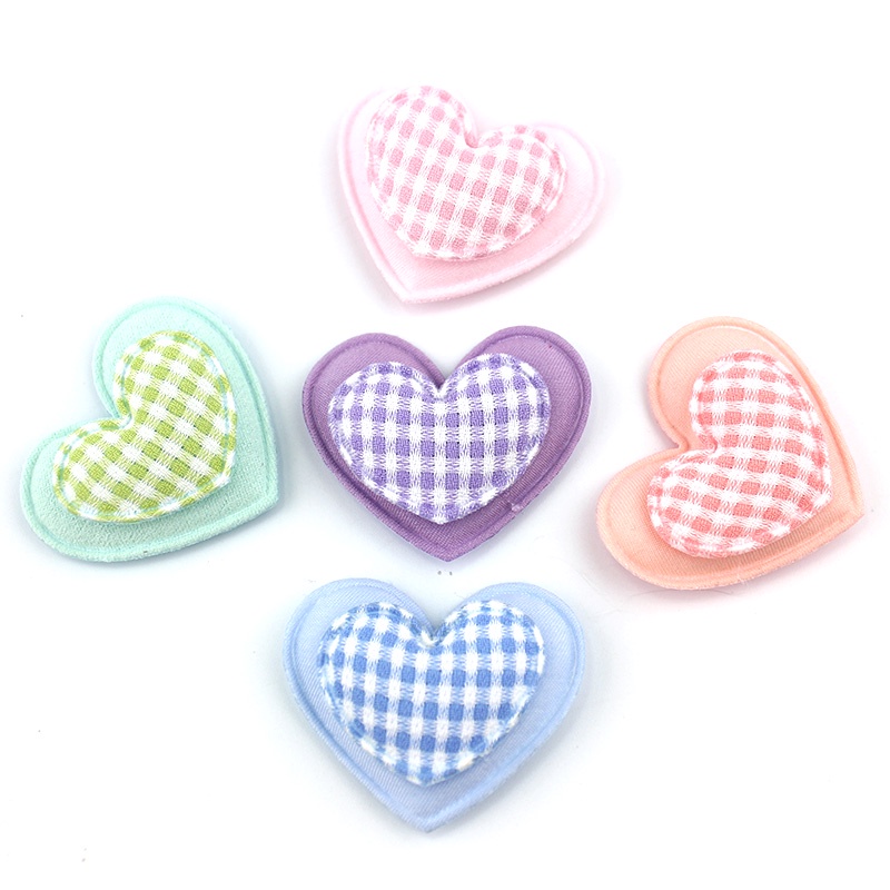Detalhes do 25Pcs 4,5cm Apliques Acolchoados De Dupla Camada De Coração Feitos À Mão Para O Headwear De Bricolage Acessórios Decoração De Artesanato