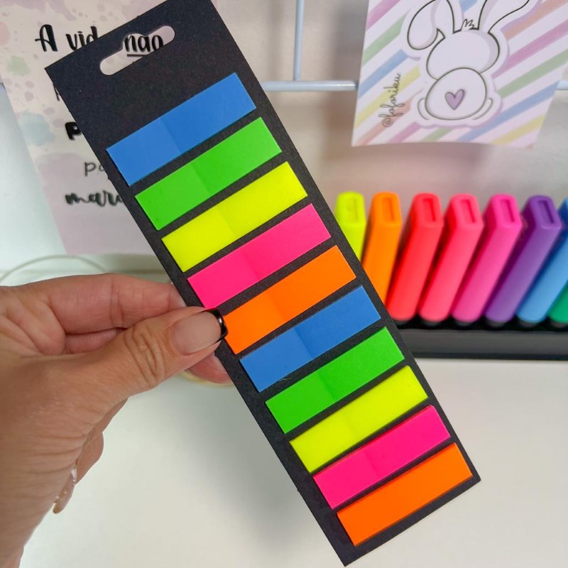 Marca Página Adesivo Retangular Sticky Notes Neon Transparente Pet Marker em Oferta na Shopee