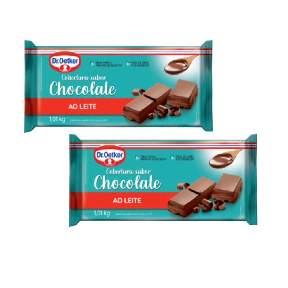 2 un Cobertura Barra Chocolate ao Leite 1,01kg  Dr. Oetker