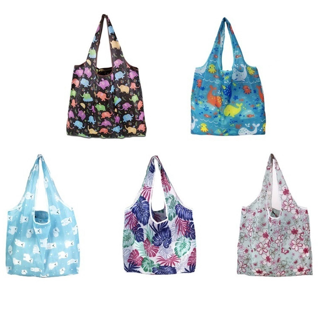 Mochila Dobrável de Ombro Reutilizável Praia e Compras COR E PADRÃO ALEATÓRIO MING