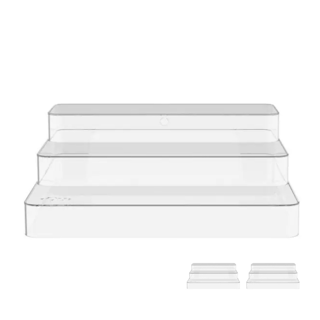 Kit 2 Organizador de Armario Cozinha Multinível 3 Andares Acrílico Despensa Multiuso Clear Ou - Home & Living
