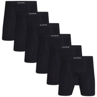 Kit com 6 Cuecas Boxer Long Leg Micromodal Sem Costura Lupo