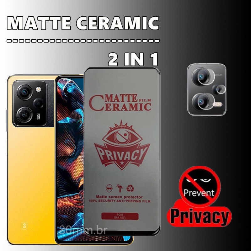 (Compre 2 Pague 1) 2 Em 1 Protetor De Tela Para POCO X5 Cerâmica Fosca Anti-Espionagem De Câmera De Filme De Privacidade Xiaomi X4 X3 M5 M4 M3 Pro 5G 4G M5s X3 NFC C40 C55