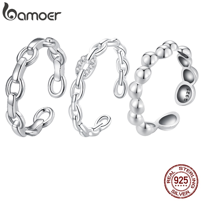 BAMOER 925 Sterling Silver Bubble Open Ring Anel Aberto Tamanho Ajustável Jóias De Moda Presentes Para Mulheres em Oferta na Shopee