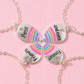 4Pcs/set Cute Rainbow Pendant Necklaces Para Meninas Melhores Amigas Sempre E Colar BFFJewelry Friendship Gifts
